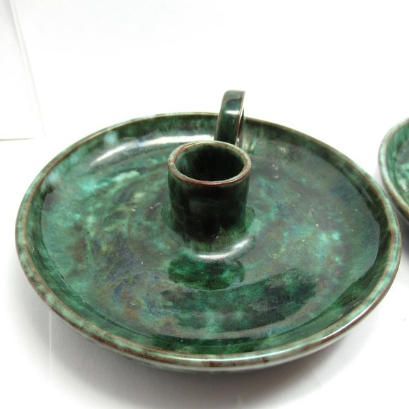 Green Pottery Candle Holders - Picture 3 of 16